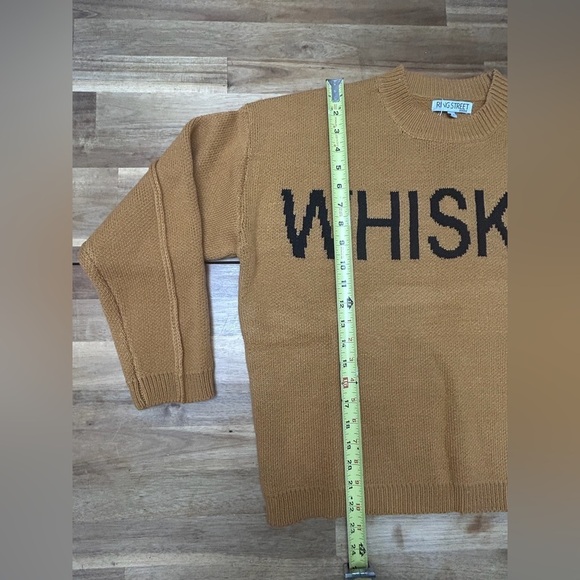Ring Street Mustard Whiskey Bold Print Crew Neck Tight Knit Long Sleeve Sweater - Picture 5 of 9